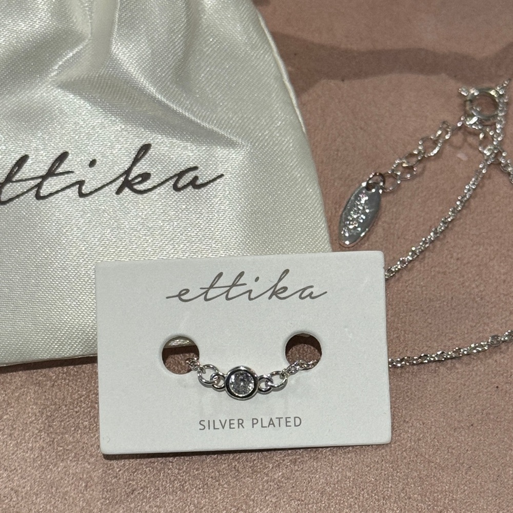 Ettika Silver Bracelet with Sparkling CZ Charm